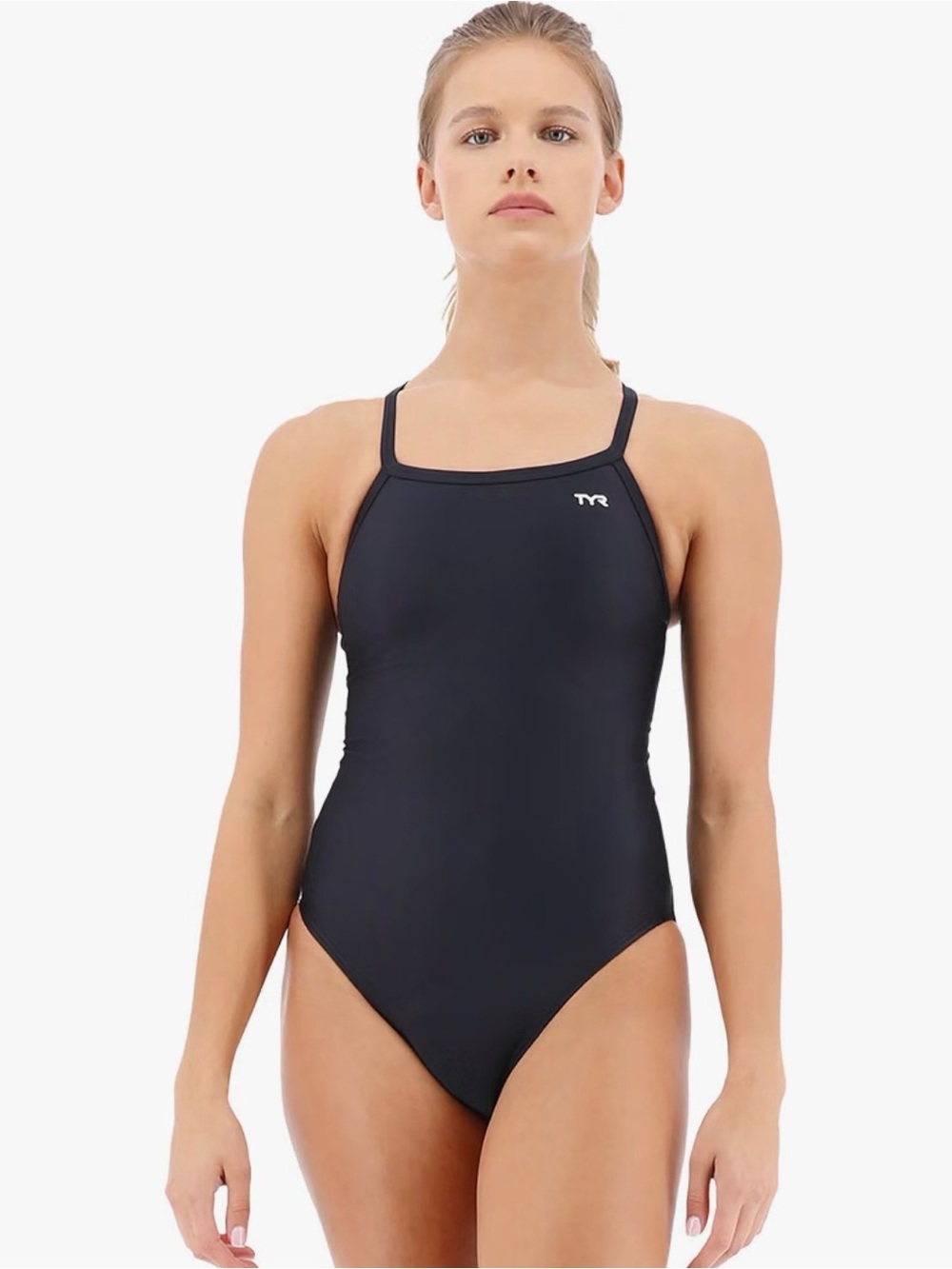 TYR Black Women's Slim-Strap Performance One-Piece Swimsuit